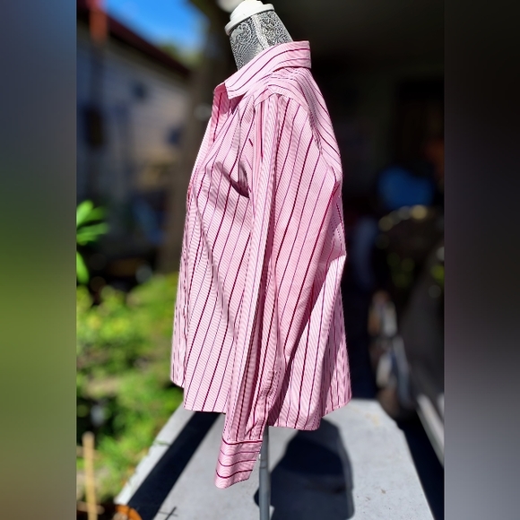 Talbots Pink Striped Button Down Top -14 - Picture 2 of 5